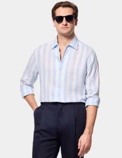 Regular Fit Pure Linen Large Stripe Shirt