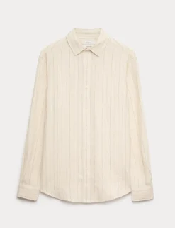 Regular Fit Pure Linen Striped Shirt