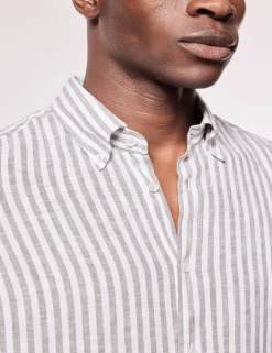 Regular Fit Pure Linen Striped Shirt