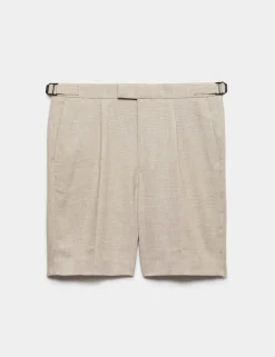Regular Fit Textured Linen Shorts
