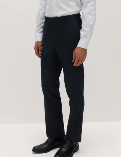 Regular Fit Textured Stretch Suit Trousers