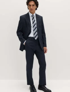 Regular Fit Textured Stretch Suit Trousers