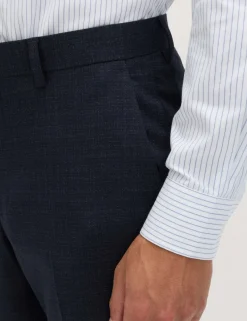 Regular Fit Textured Stretch Suit Trousers