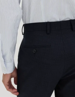 Regular Fit Textured Stretch Suit Trousers