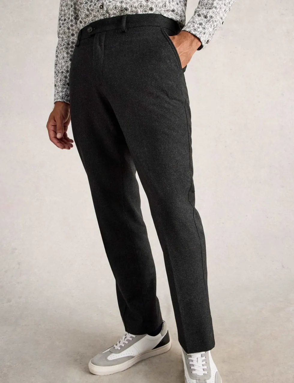 Regular Fit Wool Blend Trousers