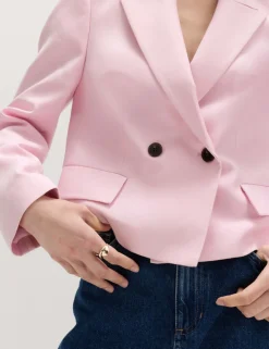Relaxed Double Breasted Blazer with Linen