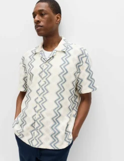 Relaxed Fit Cotton Blend Short Sleeve Shirt