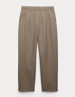 Relaxed Fit Cotton Linen Blend Trousers