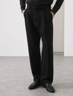 Relaxed Fit Cotton Linen Blend Trousers