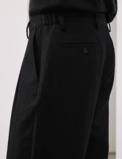 Relaxed Fit Cotton Linen Blend Trousers