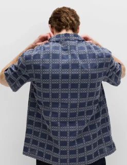 Relaxed Fit Cotton Rich Embroidered Short Sleeve Shirt