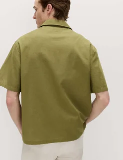 Relaxed Fit Cotton Rich Short Sleeve Shirt