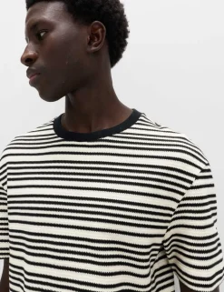 Relaxed Fit Cotton Rich Textured Striped T-Shirt