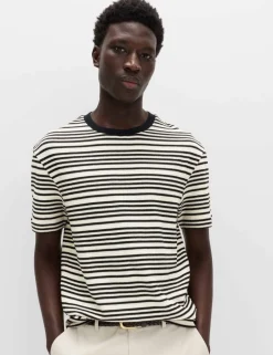 Relaxed Fit Cotton Rich Textured Striped T-Shirt