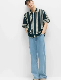 Relaxed Fit Knitted Short Sleeve Shirt