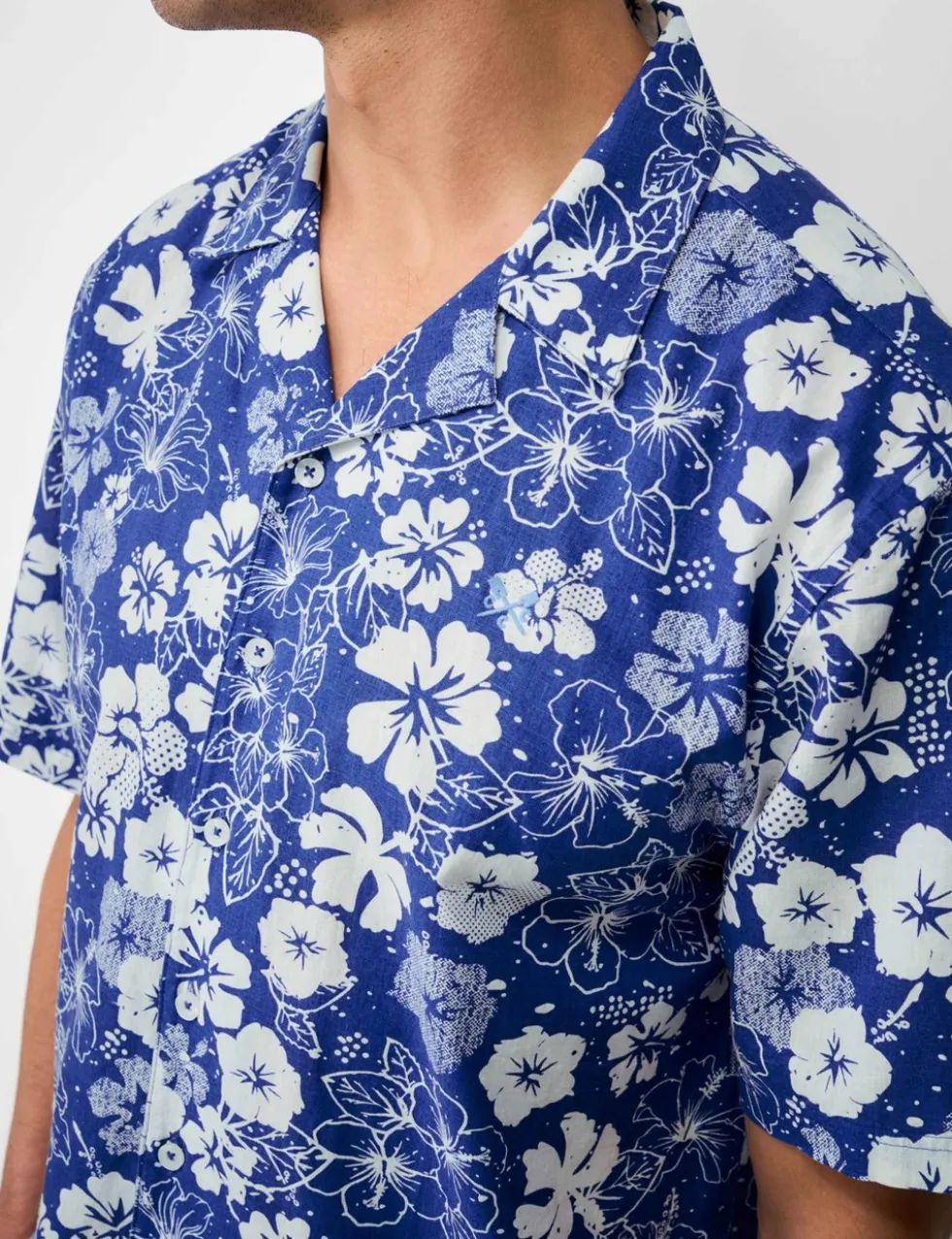 Relaxed Fit Linen and Cotton Floral Shirt