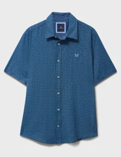 Relaxed Fit Linen Blend Geometric Shirt