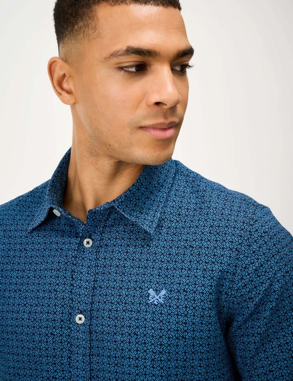 Relaxed Fit Linen Blend Geometric Shirt
