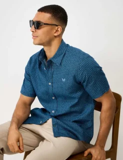 Relaxed Fit Linen Blend Geometric Shirt