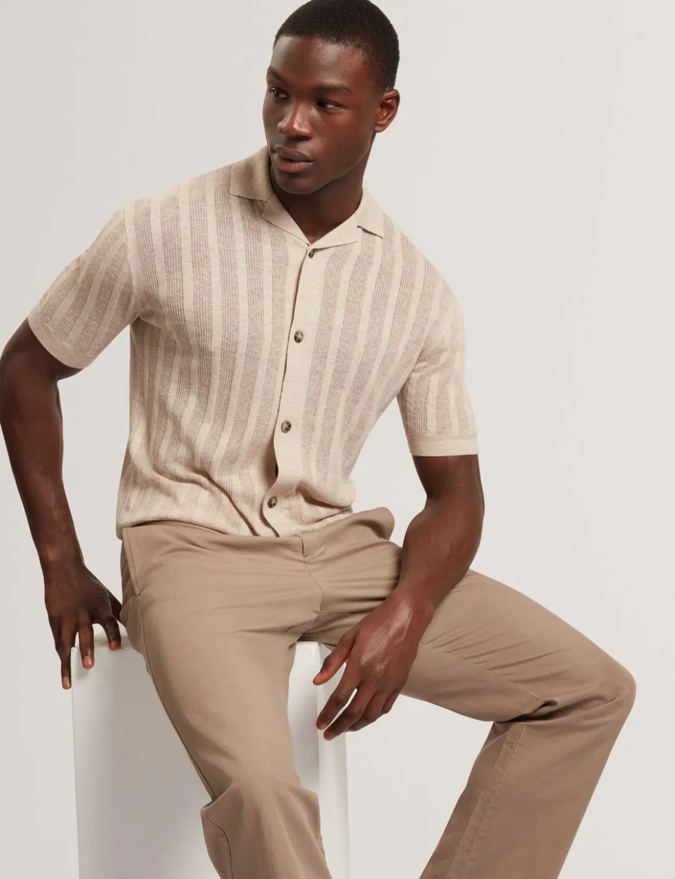 Relaxed Fit Linen Blend Short Sleeve Edio Shirt