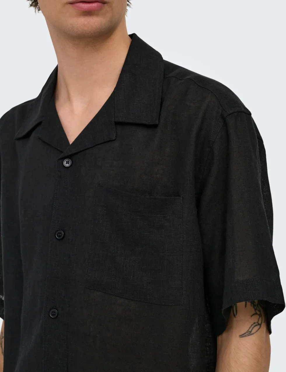 Relaxed Fit Linen Rich Short Sleeve Shirt