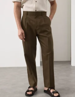 Relaxed Fit Lyocell Rich Pleat Front Trousers