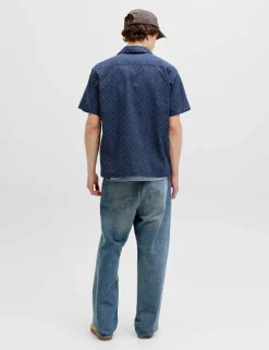 Relaxed Fit Pure Cotton Geometric Short Sleeve Shirt