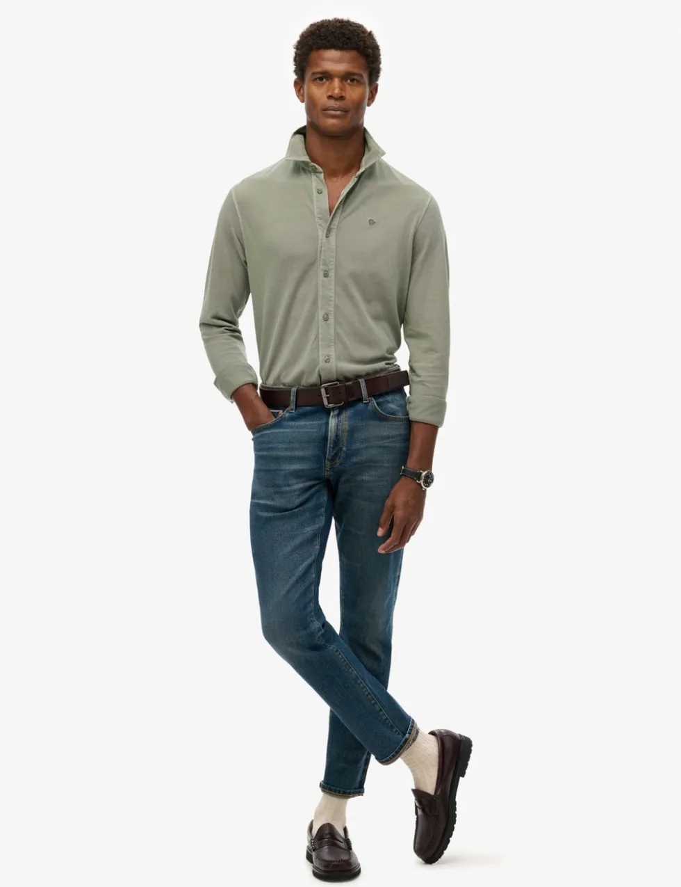 Relaxed Fit Pure Cotton Long Sleeve Shirt