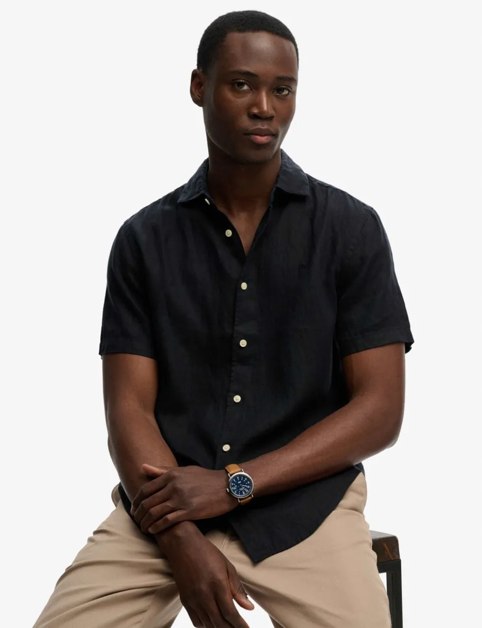 Relaxed Fit Pure Linen Short Sleeve Shirt