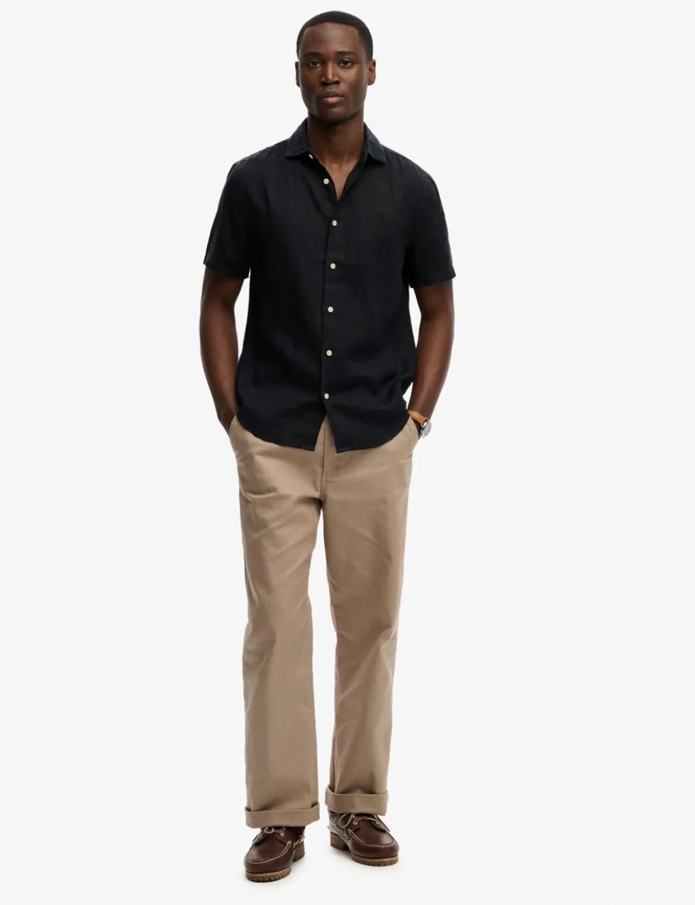 Relaxed Fit Pure Linen Short Sleeve Shirt