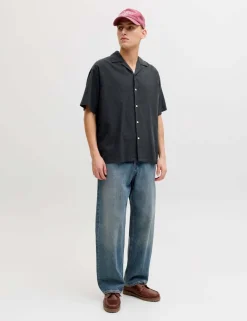 Relaxed Fit Revere Collar Short Sleeve Shirt