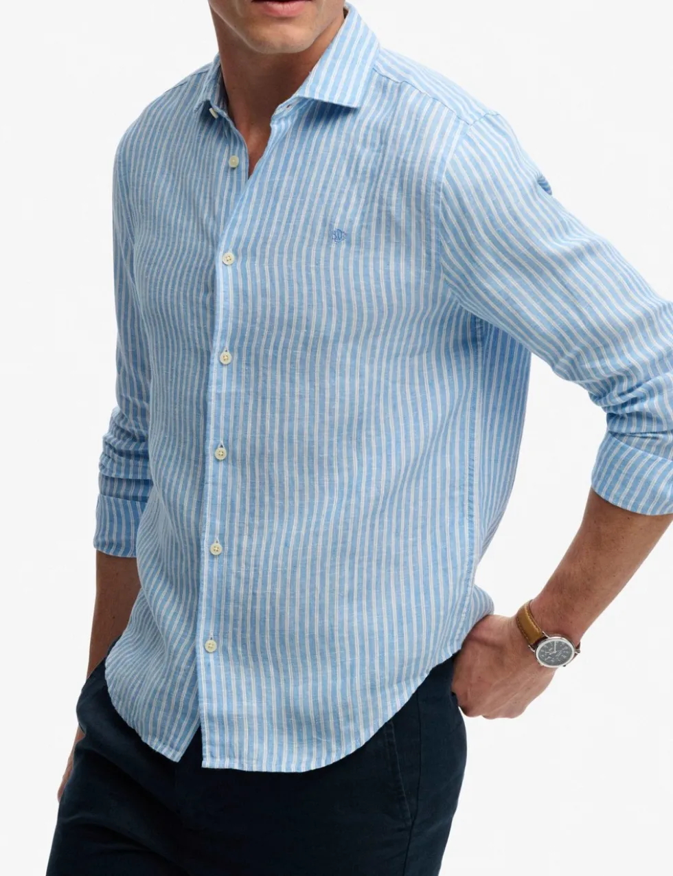 Relaxed Fit Striped Pure Linen Shirt