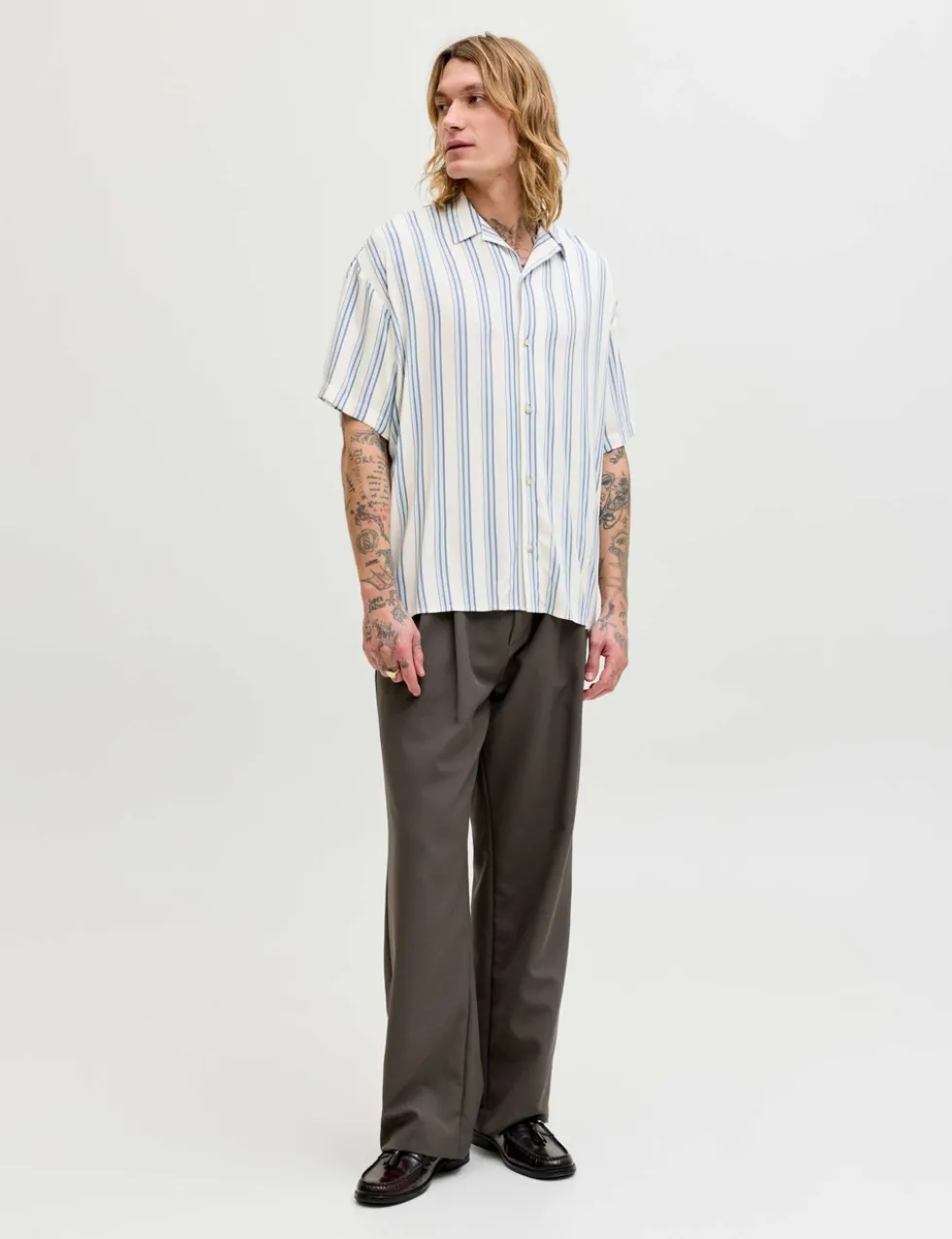 Relaxed Fit Striped Short Sleeve Shirt