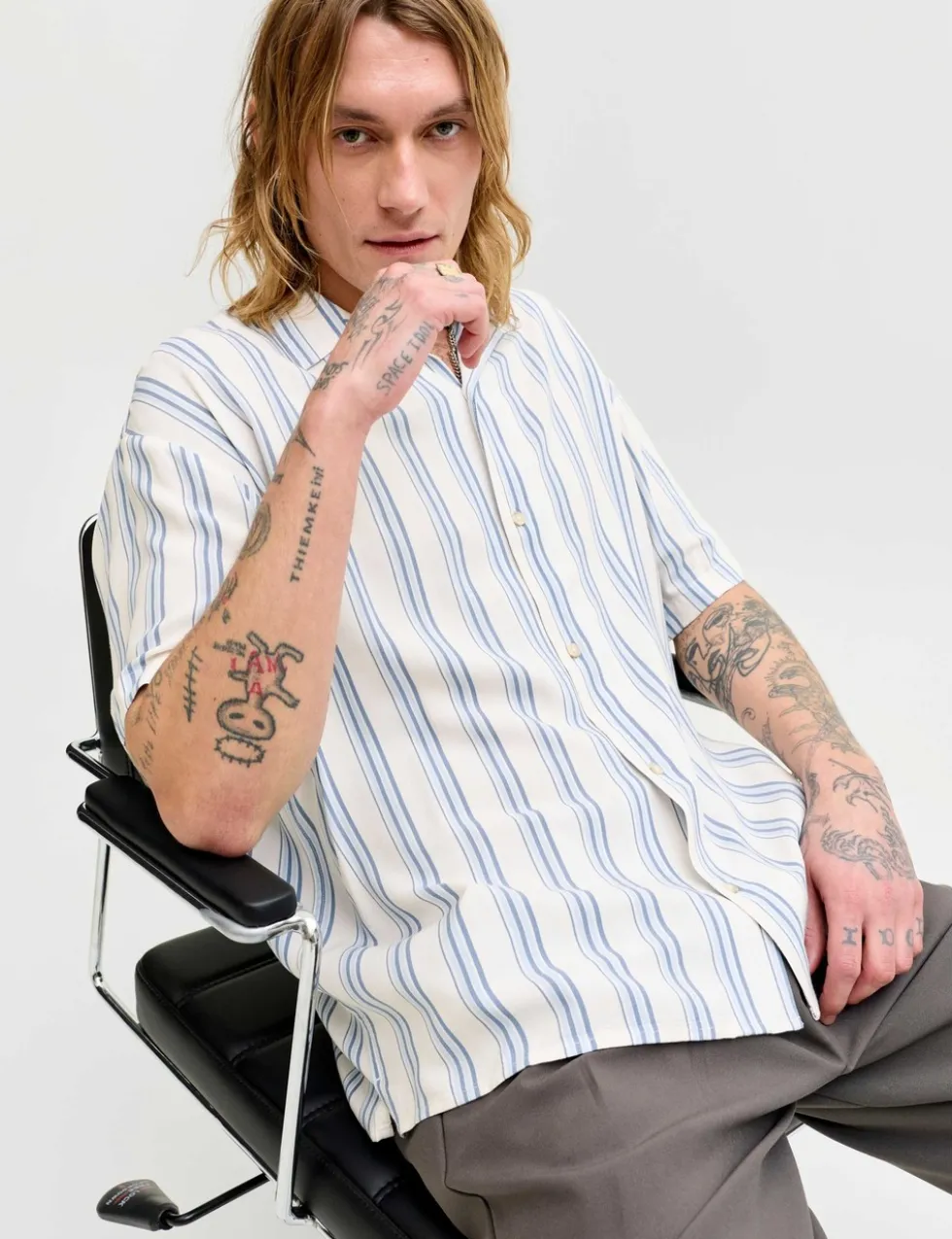 Relaxed Fit Striped Short Sleeve Shirt