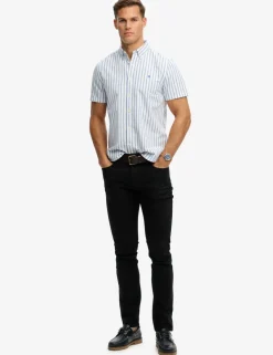 Relaxed Fit Striped Short Sleeve Oxford Shirt