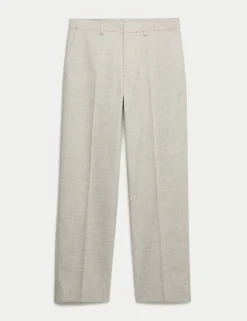 Relaxed Fit Textured Pleat Front Trousers