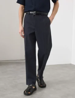 Relaxed Fit Textured Trousers