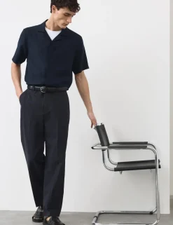 Relaxed Fit Textured Trousers