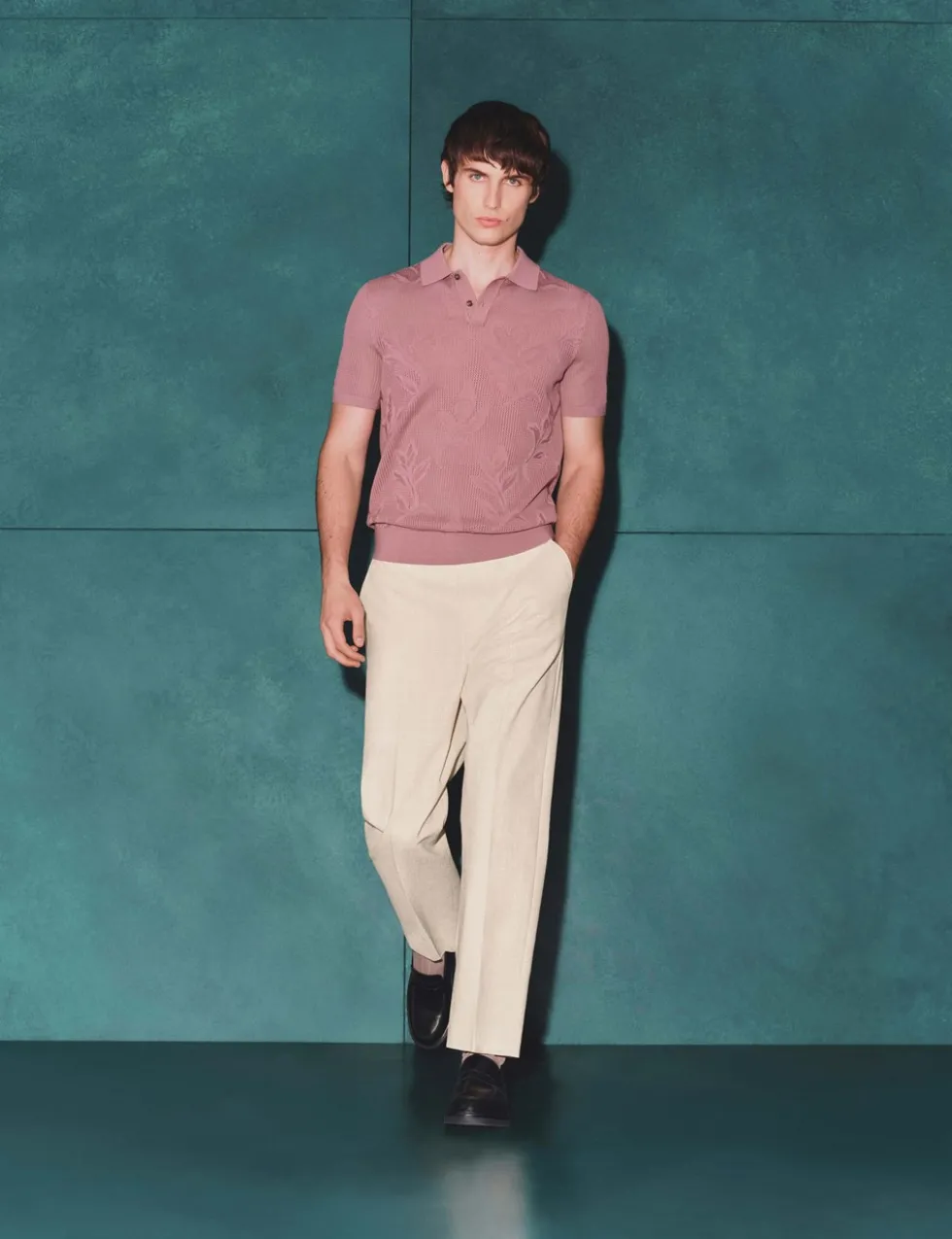 Relaxed Fit Textured Trousers