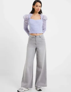 Relaxed Pure Cotton Mid Rise Wide Leg Jeans