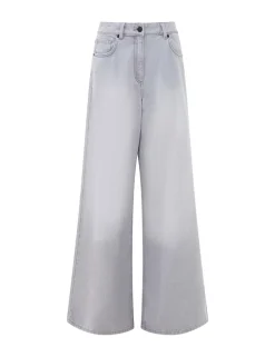 Relaxed Pure Cotton Mid Rise Wide Leg Jeans