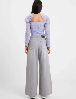 Relaxed Pure Cotton Mid Rise Wide Leg Jeans