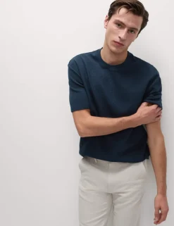 Relaxed Pure Cotton Waffle T-Shirt