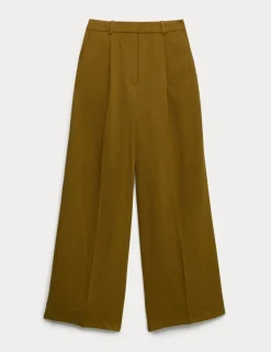 Relaxed Wide Leg Trousers With Linen