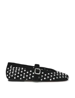 Rerun Suede Embellished Flat Pumps