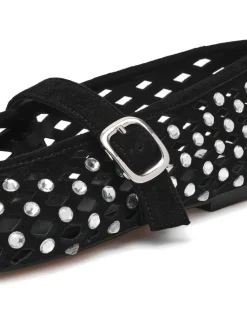 Rerun Suede Embellished Flat Pumps