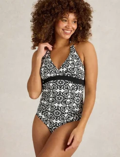 Reversible Printed Wrap Halterneck Swimsuit