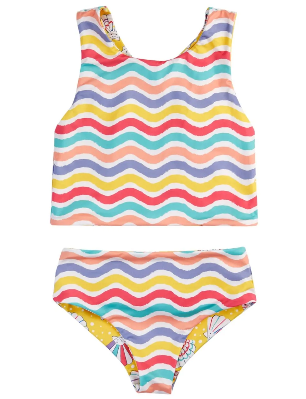 Reversible Shell & Striped Tankini (3-10 Yrs)