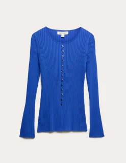 Ribbed Crew Neck Cardigan