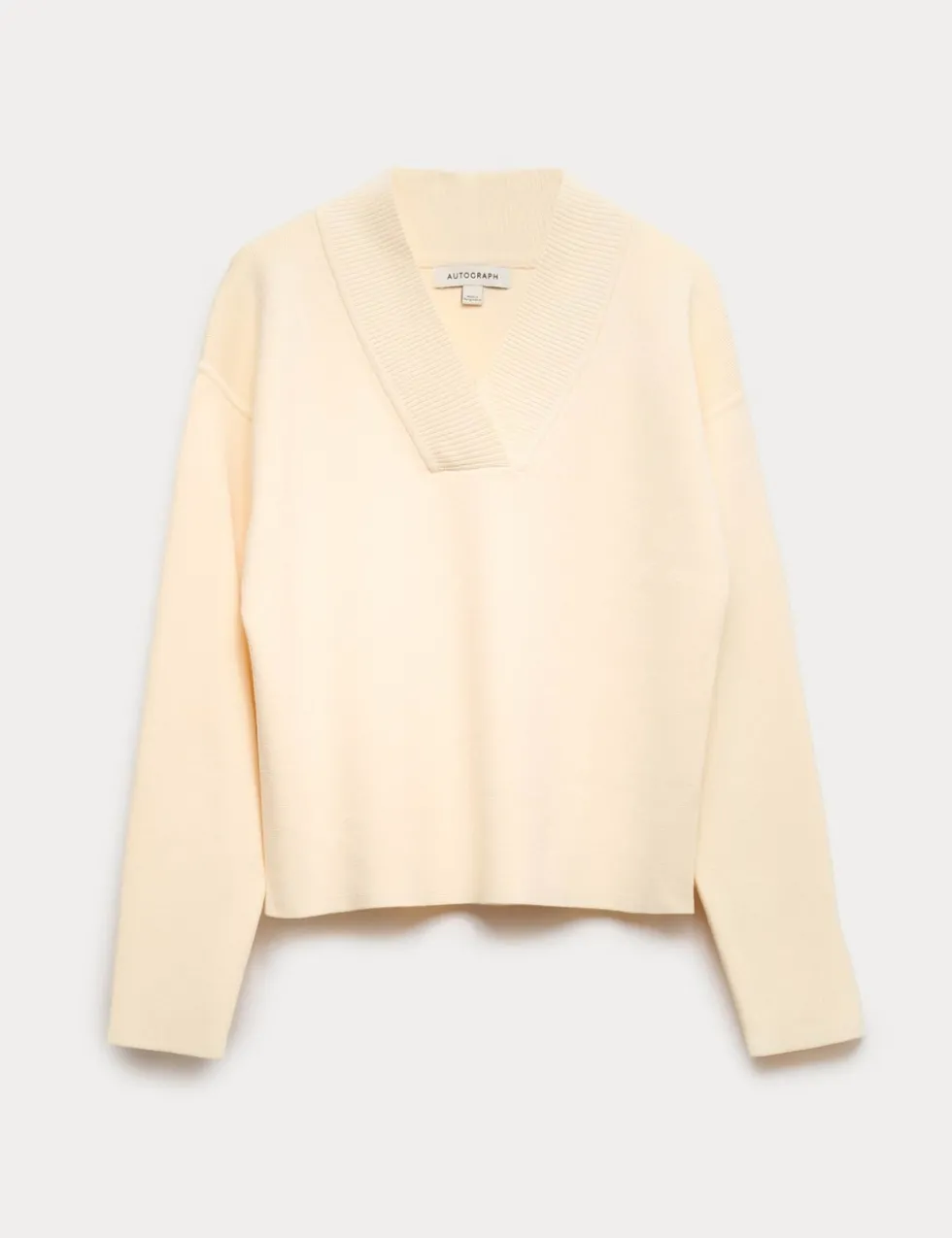 Ribbed Cropped V-Neck Jumper